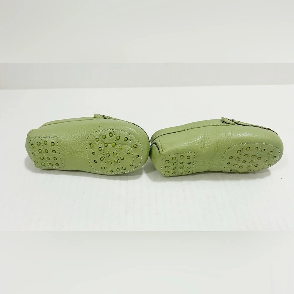 New pistachio green Leather Baby Moccasin Size 0-12months